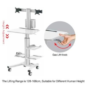 AVL-GAS-1602A Dual Monitor mount PC  with Storage box ,CPU holder and Printer Shelf